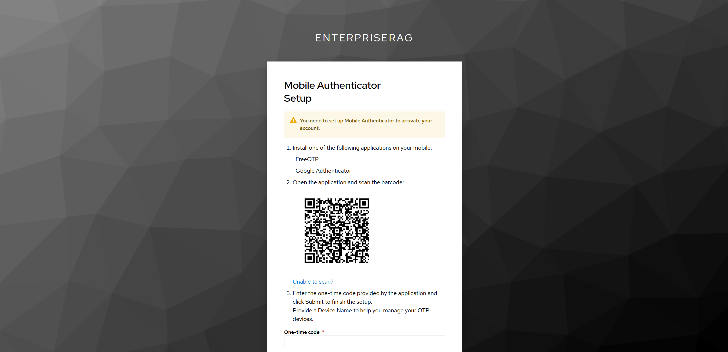 Login page screenshot